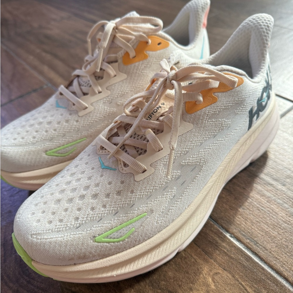 Hoka Cream and Yellow Athletic Shoes - Picture 3 of 6